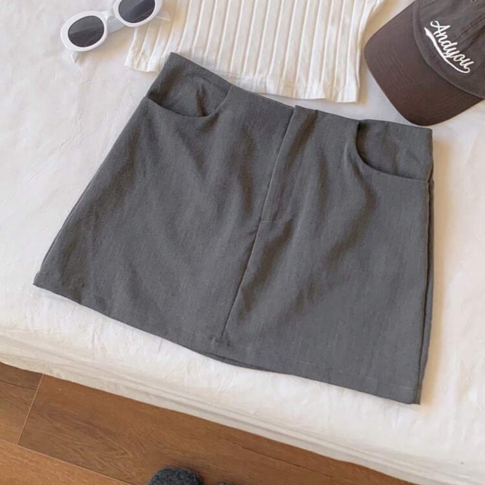 Dark Gray Mini Bodycon Business Attire Casual Going Out Skirt - Picture 3 of 7